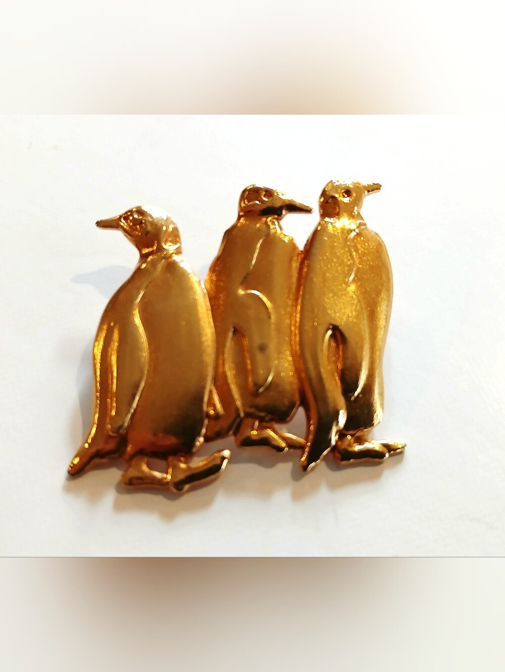 Gold-tone Penguin Trio Brooch